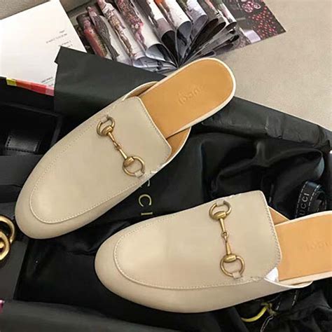 gucci slipper white|Gucci princetown leather slipper white.